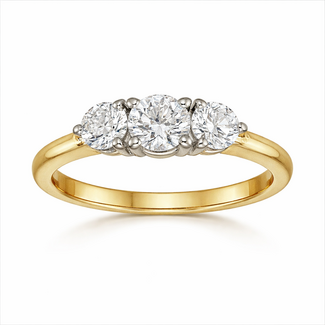 Estate diamond (1.00 ctw)  3 stone ring 14k white & yellow gold 3.0 gr