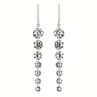 LAB GROWN Diamond (3.02 ctw) graduated  dangle earrings 14k white gold