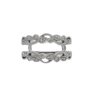 Diamond (0.20 ctw) leaf/milgrain ring guard 14k white gold 5.6 gr