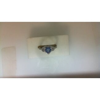 Tanzanite (0.50 ct) & diamond (0.50 ctw) heart halo ring 14k white gold 3.1 gr