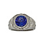 Tanzanite(3.80ct) diamond(0.29ctw) gents ring, 18k white gold