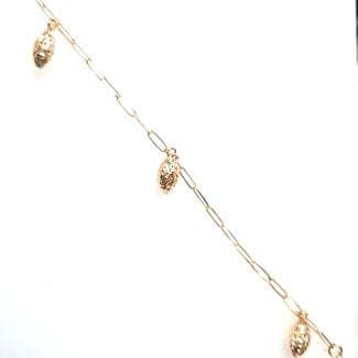 8" paperclip bracelet w/oval dangles 18k yellow gold 2.5gr
