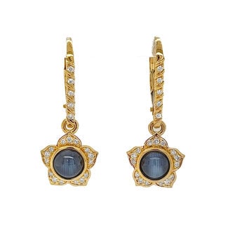 Chromia Collection 2.60 ctw Alex Cat's Eye & 0.24 ctw Diamond 18K Yellow  Gold 4.81gr Earrings