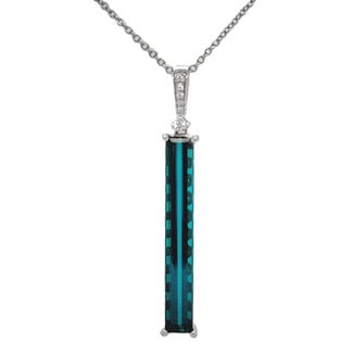 Tourmaline (4.25ct) & diamond (0.11ctw) pendant  14k white gold