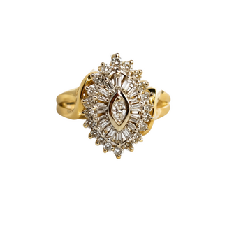 PE 1.00 ctw diamond marquise shape cluster ring 14k yellow gold 4.7gm