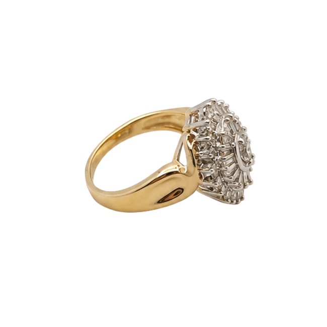 PE 1.00 ctw diamond marquise shape cluster ring 14k yellow gold 4.7gm