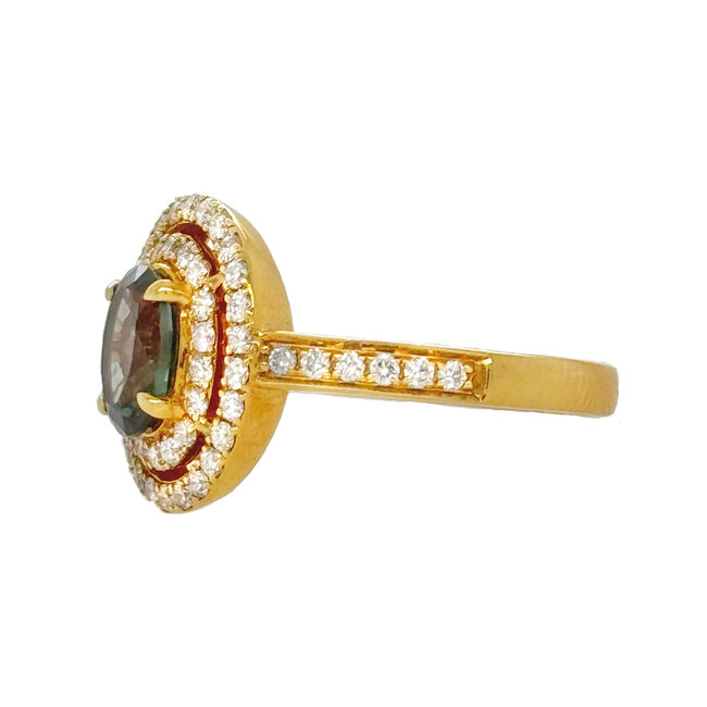 Alexandrite (1.14 ct) & diamond (0.55 ctw) ring 18k yellow gold