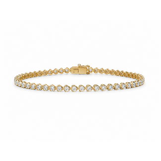 7" CZ (3.5 ctw) heart link bracelet 14k yellow gold 9.9 gr