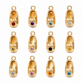 Birthstone baby shoes (asst. colors) 14k yellow gold 2.3gr