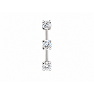 PE diamond (1.0ctw) 3 stone pendant 14k white gold 1.6gm