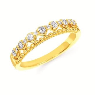 Diamond (0.25 ctw) 2 row beaded band 14k yellow gold