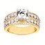 Diamond (1.00 ctw) 5 row bridal ring CZ ctr 14k yellow gold