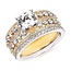 Diamond (1.00 ctw) 5 row bridal ring CZ ctr 14k yellow gold