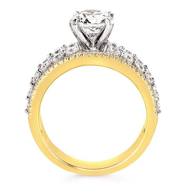 Diamond (1.00 ctw) 5 row bridal ring CZ ctr 14k yellow gold