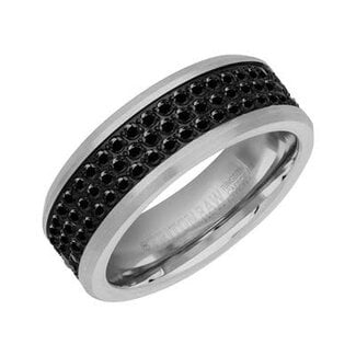 8mm tungsten triple black sapphire eternity band size 10