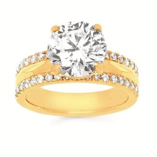 Diamond (0.42 ctw) gold & diamond 3 row shank 14k yellow gold