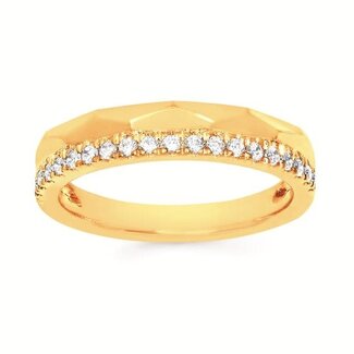 Diamond (0.21 ctw gold/diamond 2 row wedding band 14k yellow gold