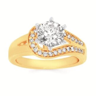 Diamond (0.22 ctw) CZ ctr loop bridal setting 14k yellow gold