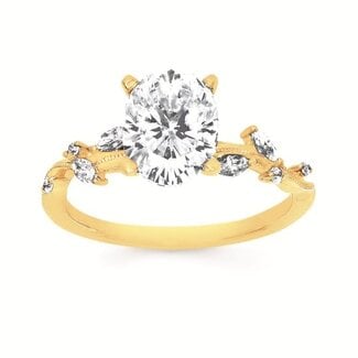 Diamond (0.20 ctw) leaf motif milgrain bridal setting 14k yellow gold