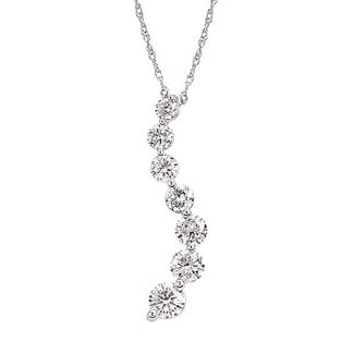 LAB GROWN Diamond (1.0 ctw) journey pendant w/chain 14k white gold