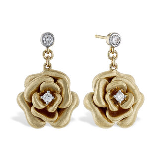 Diamond (0.16 ctw) flower earrings 14k yellow gold