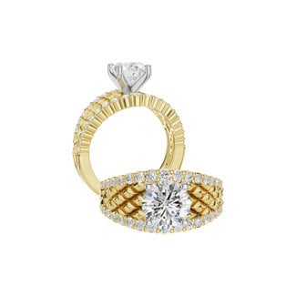 Diamond (0.50 ctw) woven texture semi-mount 4k yellow gold