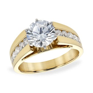 Diamond (0.76 ctw) channel set wide semi-mount 14k yellow gold
