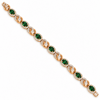 Alexandrite (3.14ctw) & diamond (1.39ctw) bracelet 14k yellow gold 12.1g