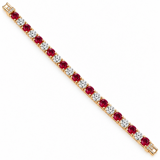 Ruby (6.01ctw) & diamond (2.86ctw) bracelet 14k yellow gold 13.3g
