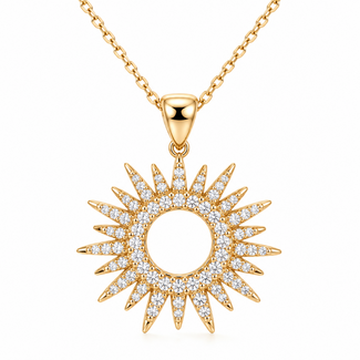 Diamond (0.68ctw) starburst pendant w/chain 18k yellow gold 6.2g
