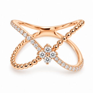 Diamond (0.24ctw) cross over ring 18k yellow gold 2.5g