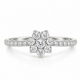 Diamond (0.48ctw) "flower" ring 18k white gold 3.1g