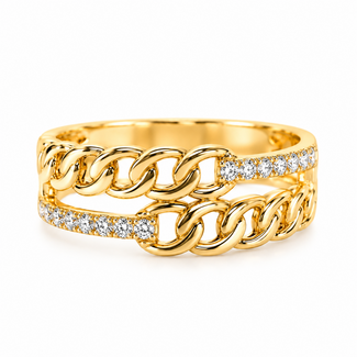 Diamond (0.14ctw) 2-row band 18k yellow gold 2.8g