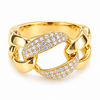 Diamond (0.36ctw) open design ring 18k yellow gold 8.8g