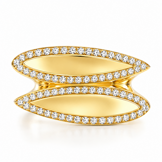 Diamond (0.58ctw) elongated ring 18k yellow gold 5.9g