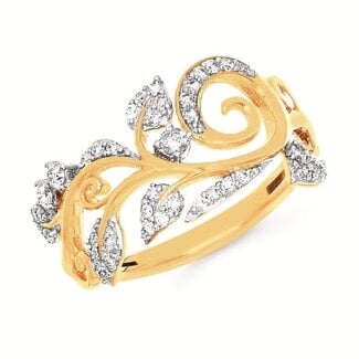Diamond (0.25 ctw) leafy vine band 14k yellow gold