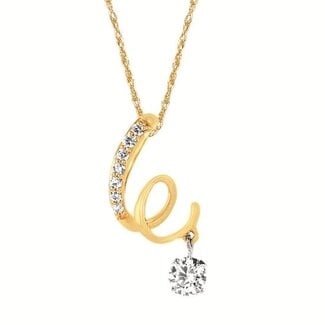 Diamond (0.25 ctw) swirl pendant w/dangle w/chain 14k yellow gold