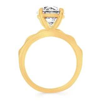 Diamond (0.20 ctw) CZ ctr textured channel band 14k yellow gold