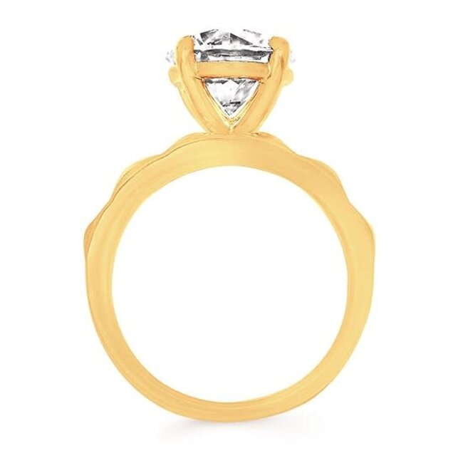 Diamond (0.20 ctw) CZ ctr textured channel band 14k yellow gold