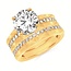 Diamond (0.20 ctw) CZ ctr textured channel band 14k yellow gold