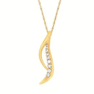 Diamond (0.13 ctw) twist pndant w/chain 14k yellow gold