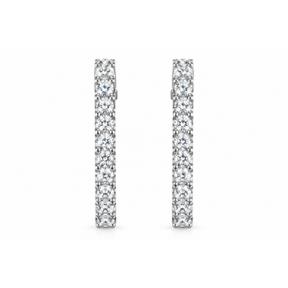 Diamond (0.77ctw) inside/out hoop earrings 14k white gold 3.2G