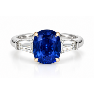 Sapphire (3.07ct) & diamond (0.40ctw) ring 14k yg & plat.750 6.1g