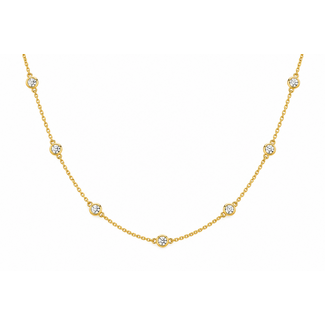 Diamond (1.0ctw) by yard bezel necklace 18" 14k yellow gold 3.6g