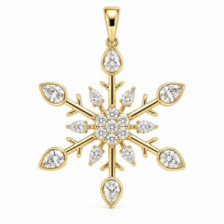 Diamond (0.76ctw) snowflake pendant 14k yellow gold 1.8g