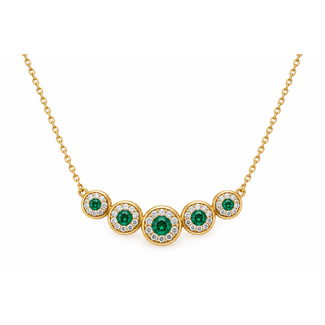 Emerald (0.41ctw) & diamond (0.34ctw) necklace 18" 14k yellow & white gold 4.2g