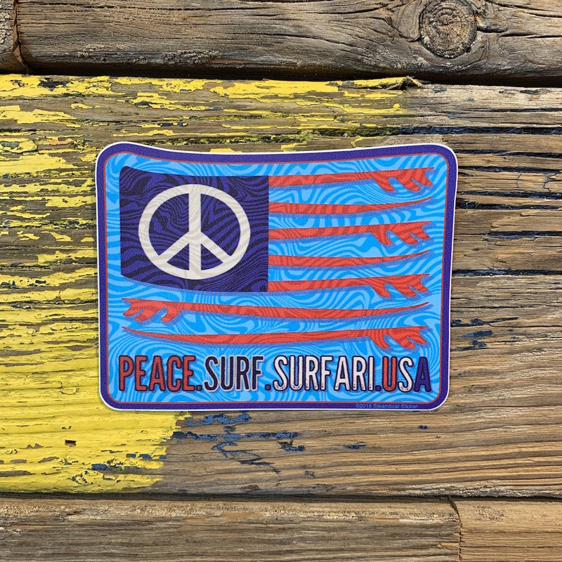 Surfari Peace Surf Surfari USA Sticker