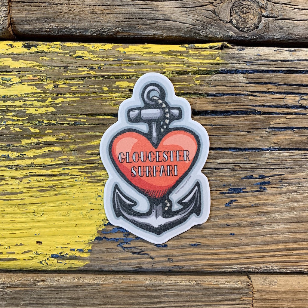 Surfari Heart Anchor Gloucester Surfari Sticker