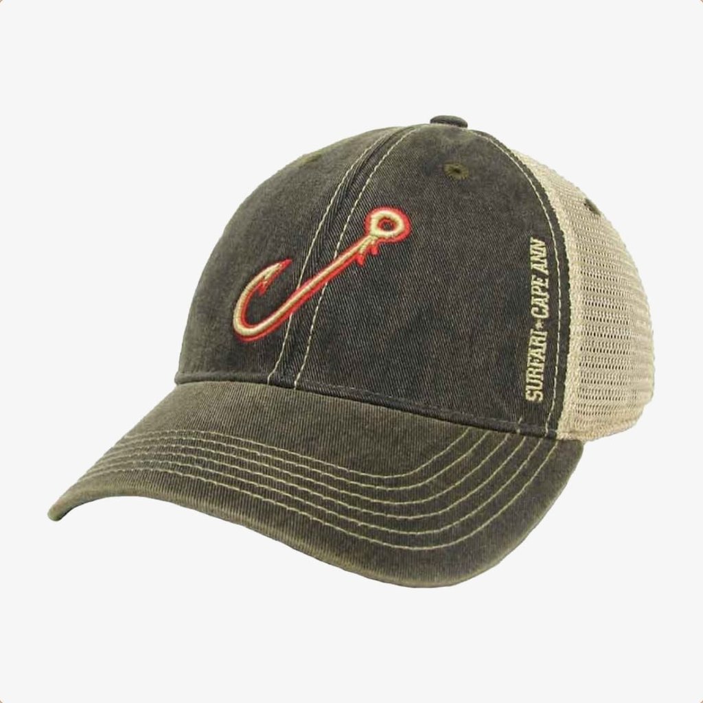 Surfari Fish Hook Trucker Hat Black 