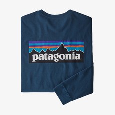 Patagonia Patagonia Men's Long-Sleeved P-6 Logo Responsibili-Tee Crater Blue  FIINAL SALE